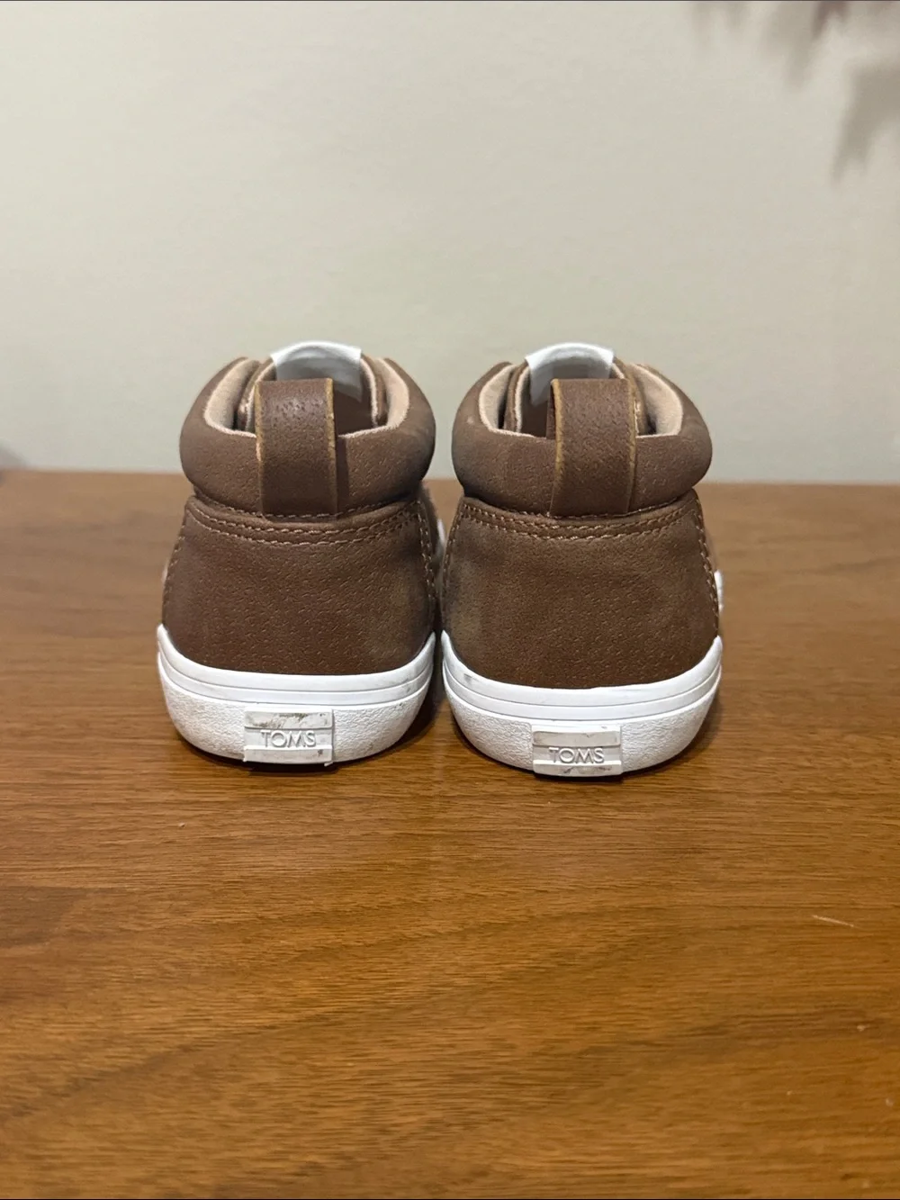 TOMS Kids Brown Canvas Slip-On Sneakers with White Sole